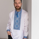 Vyshyvanka men's white ornament Merezhka