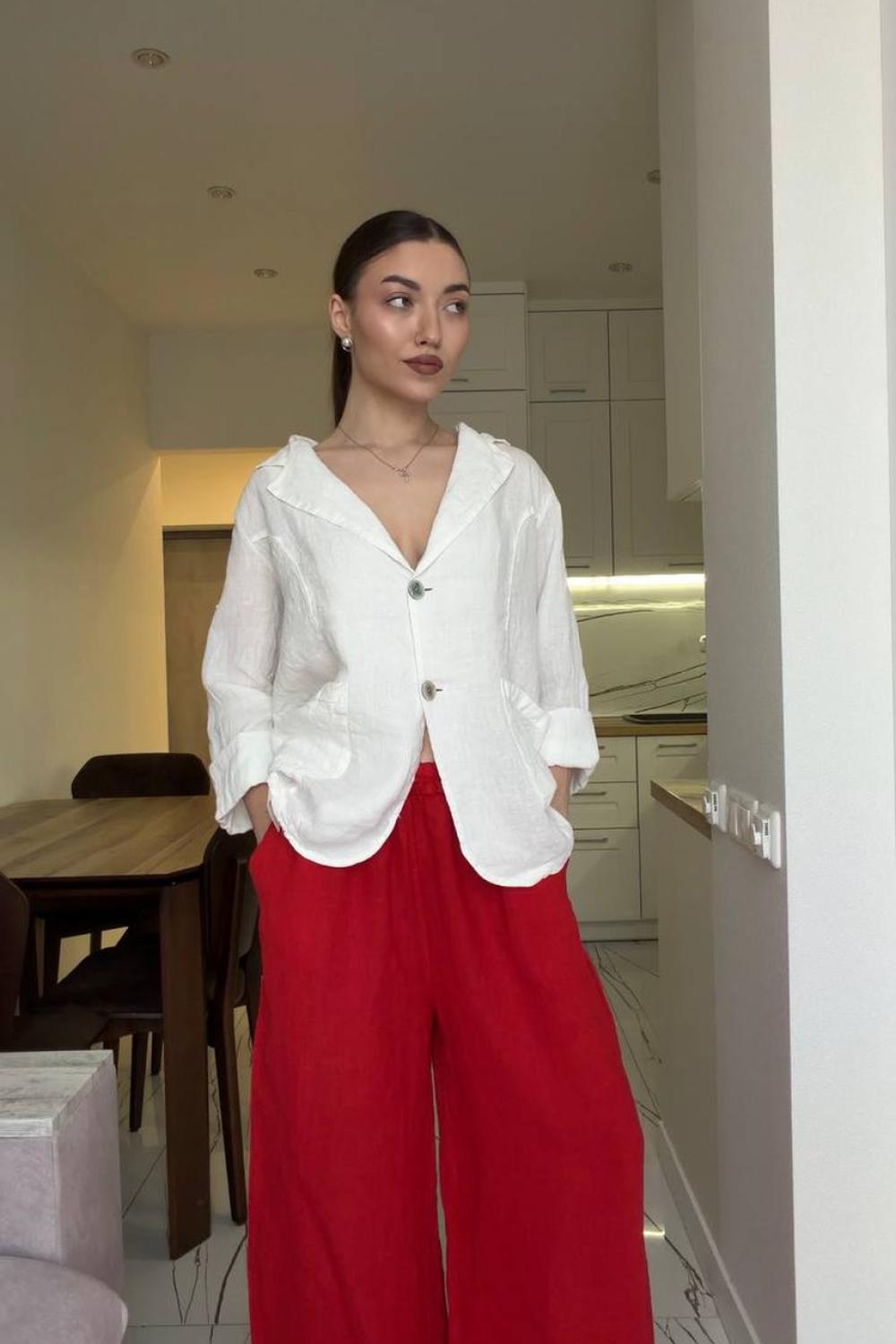 White linen jacket white_long
