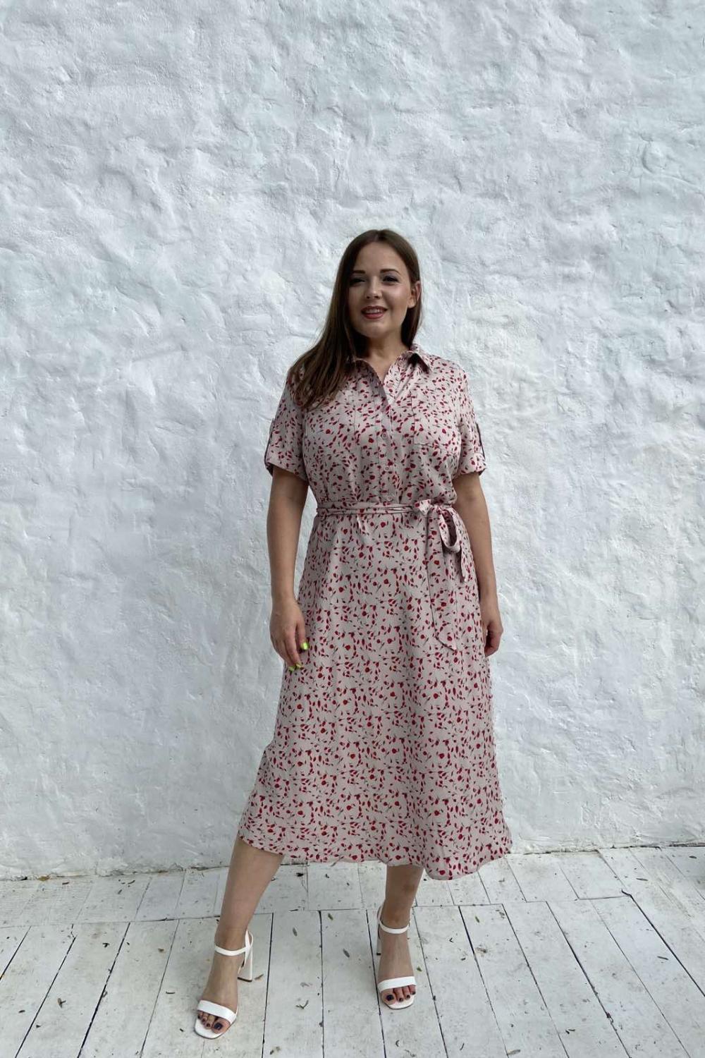 Powder long summer dress with a print
