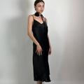 Dress in linen style black ARTMON