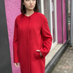 Women's demi-season red woolen coat Mirella moda