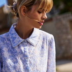 Blue calfskin blouse