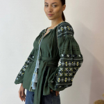 Вишиванка жіноча лляна смарагдова EMBROIDERED GEM
