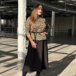 Knitted sweater in leopard print of large sizes