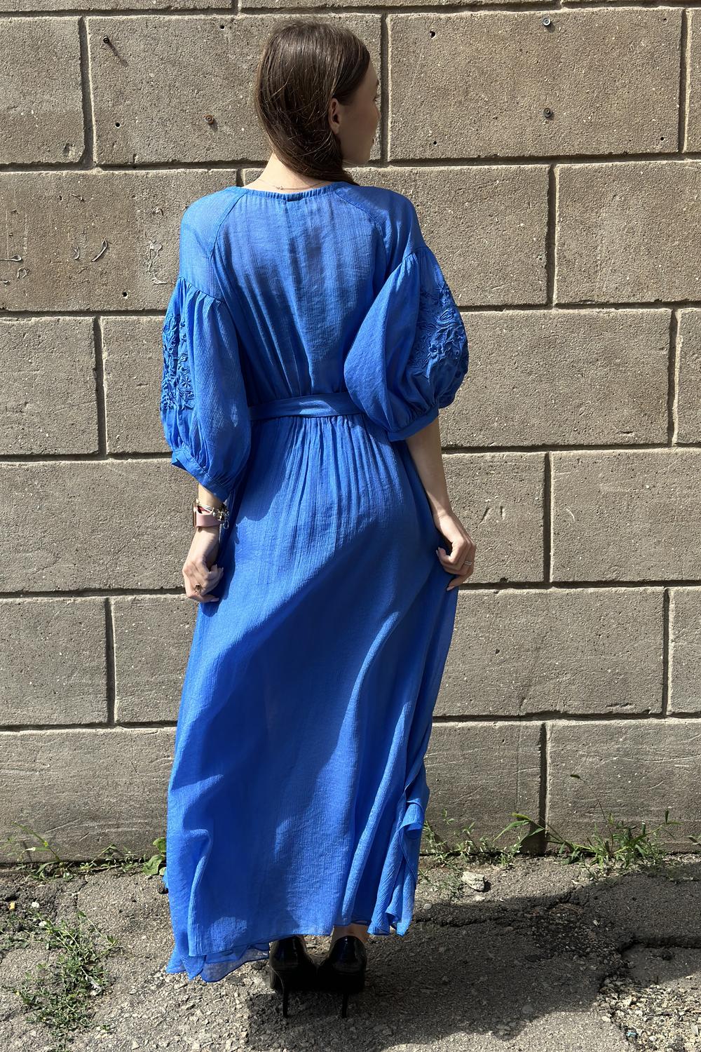 Dress with embroidery in electric color 07995 MAXA