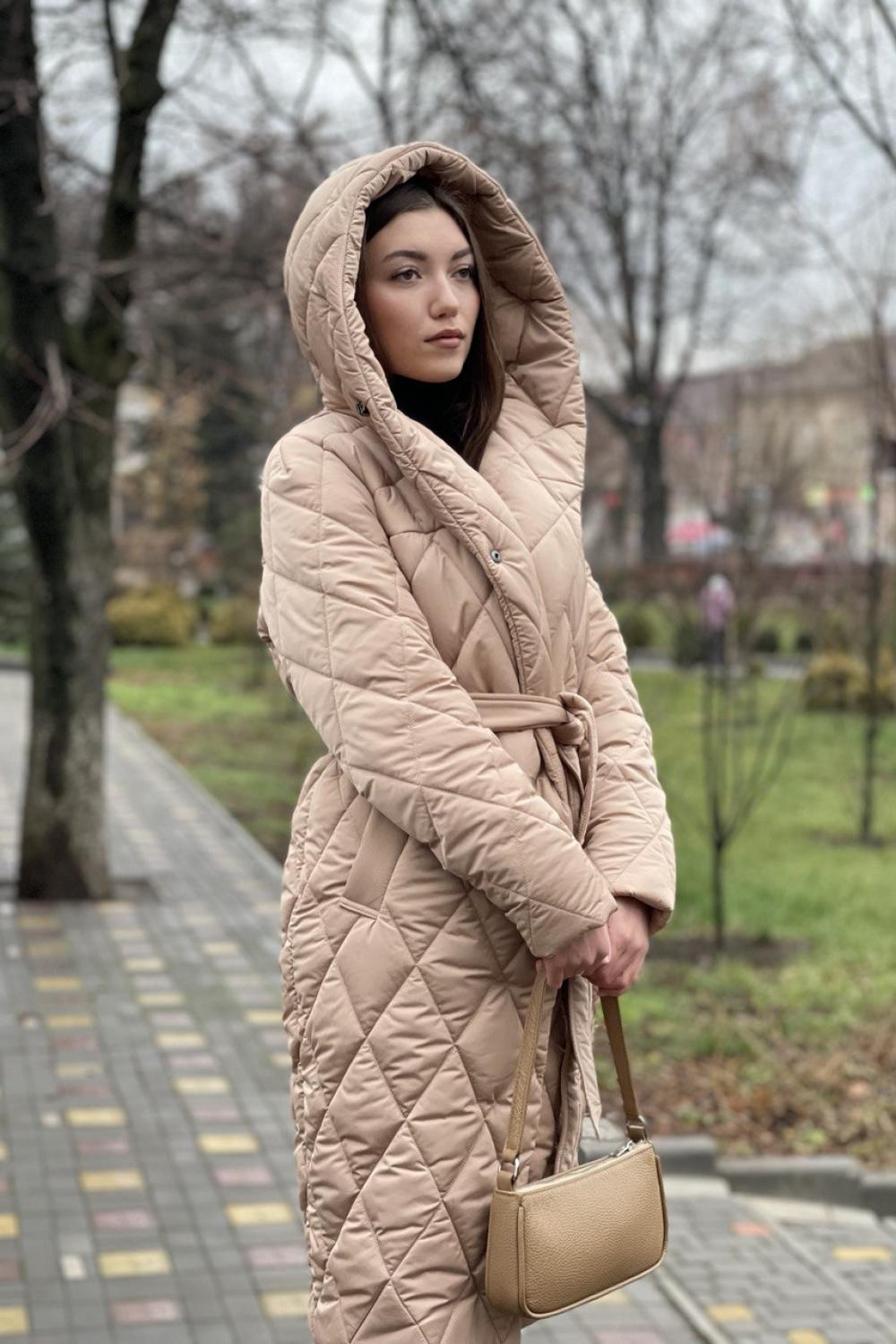 Пальто жіноче зимове довге бежеве 11-565 GRACIA