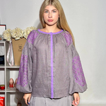 Women's embroidery gray with lavender design