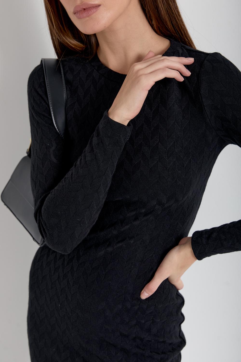 Dress black knitted silhouette 1418.1 Artmon