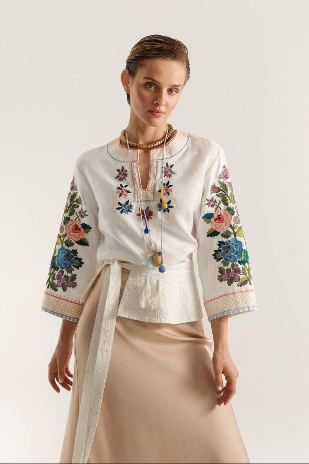Women's embroidered linen shirt