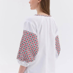 Women's white embroidered shirt with red and black embroidery Bandera