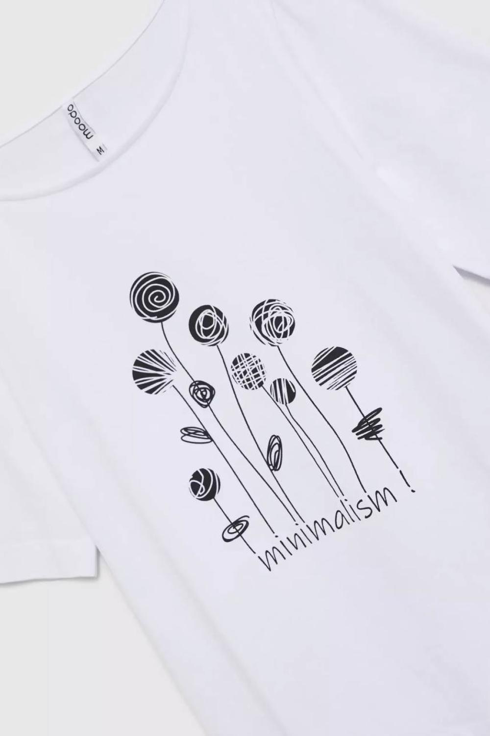 Cotton T-shirt white with print MOODO