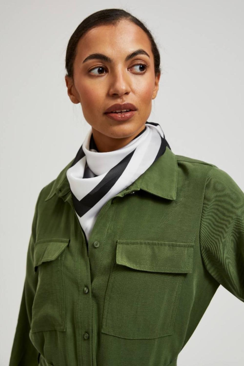 A white and black silk scarf MOODO