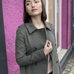 Vivalon double-breasted women's demi-season wool check trench coat