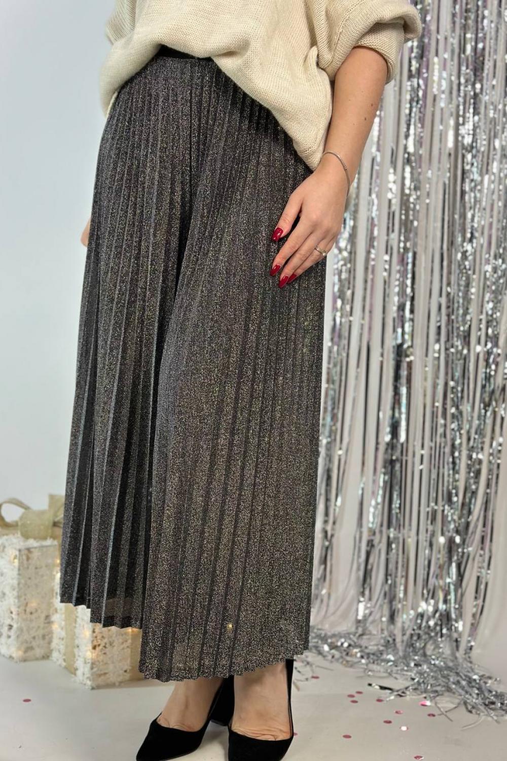 Pleated silver trousers-skirt with lining. Denmark