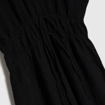 Black crinkled chiffon midi dress