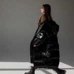 Black winter oversized down coat