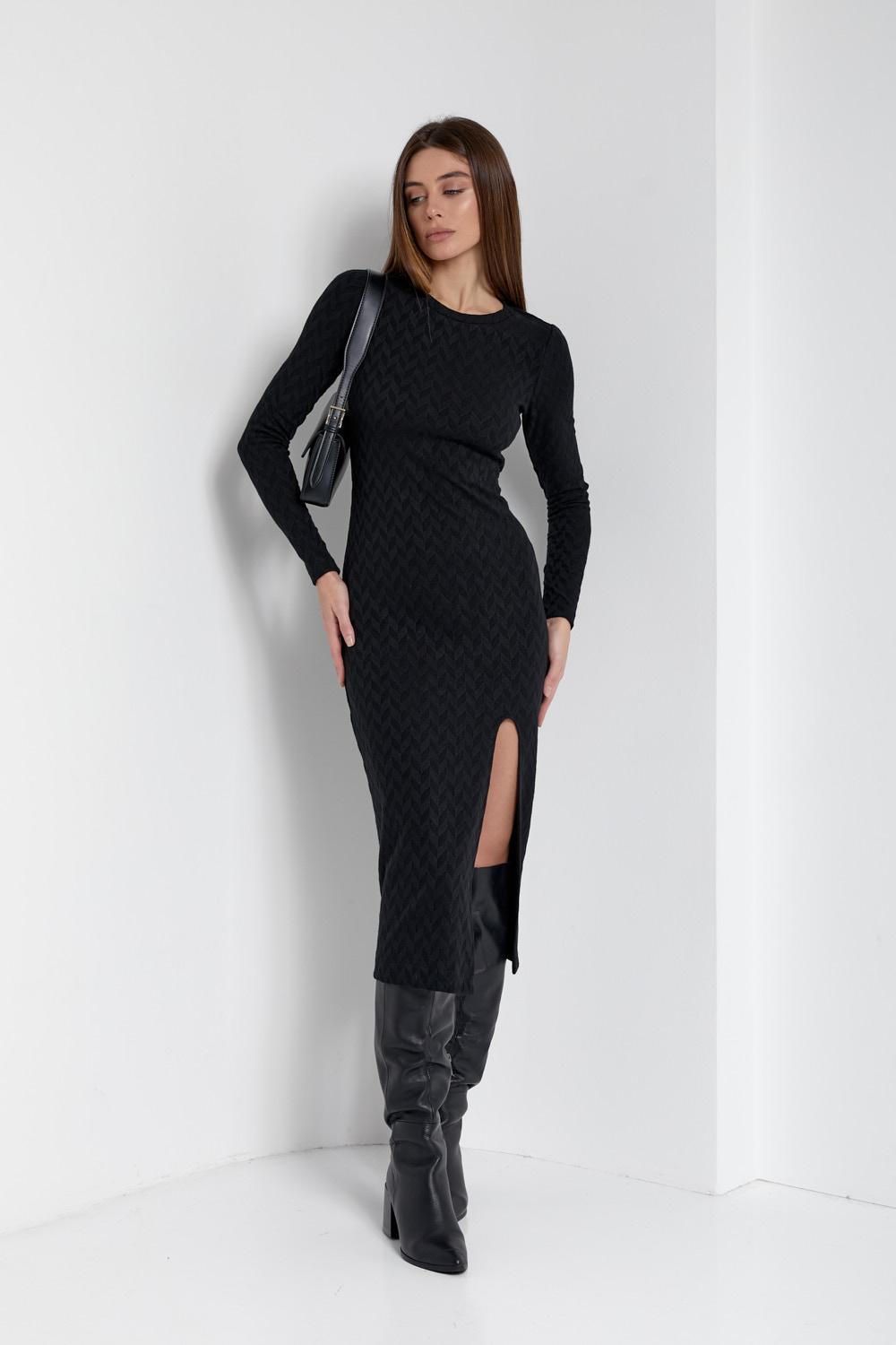 Dress black knitted silhouette 1418.1 Artmon