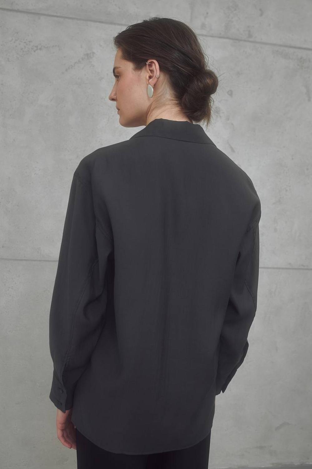 Black semi-transparent classic blouse