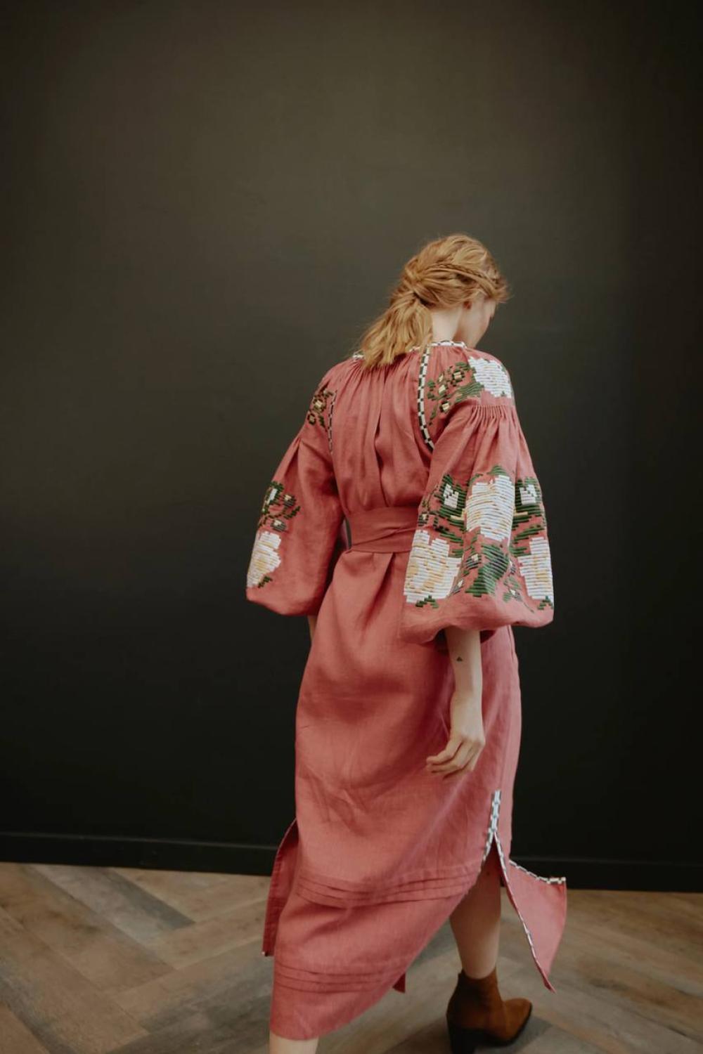 Women's  linen embroidered dress  EMBROIDERED GEM