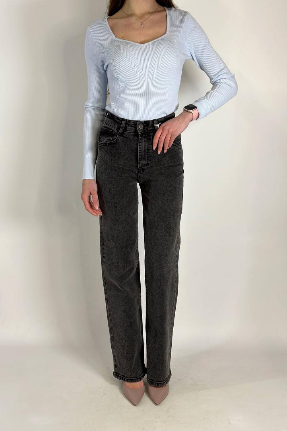 Women's gray jeans in a classic design with stretch
