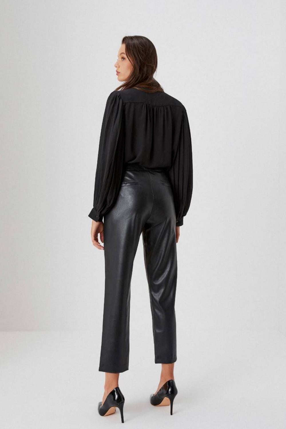 Pants women's black eco-leather Z-SP-3618 MOODO