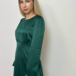 Сукня шовкова зелена міді