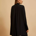 A black viscose shirt with a decorated collar