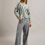 A women's jumper with a geometric pattern