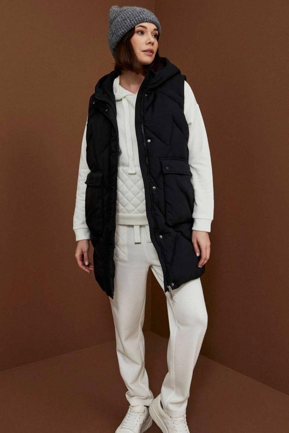 Black jacket with removable sleeves Moodo Z-KU-3914