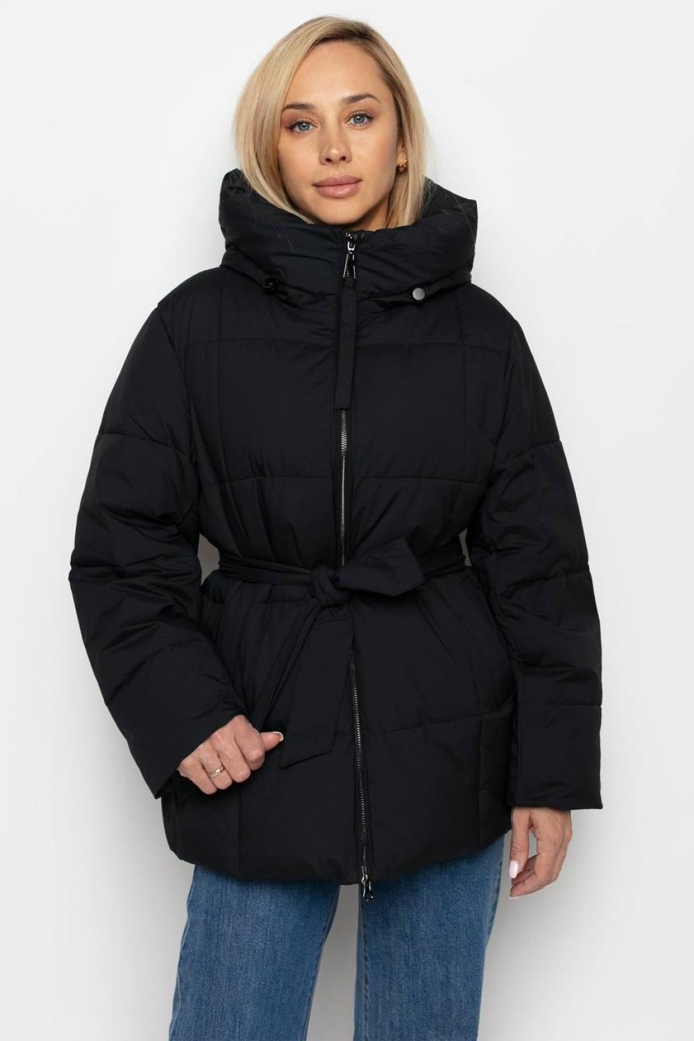Warm women's winter eco-down jacket black Samange