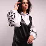 A classic white blouse with embroidered ears of corn