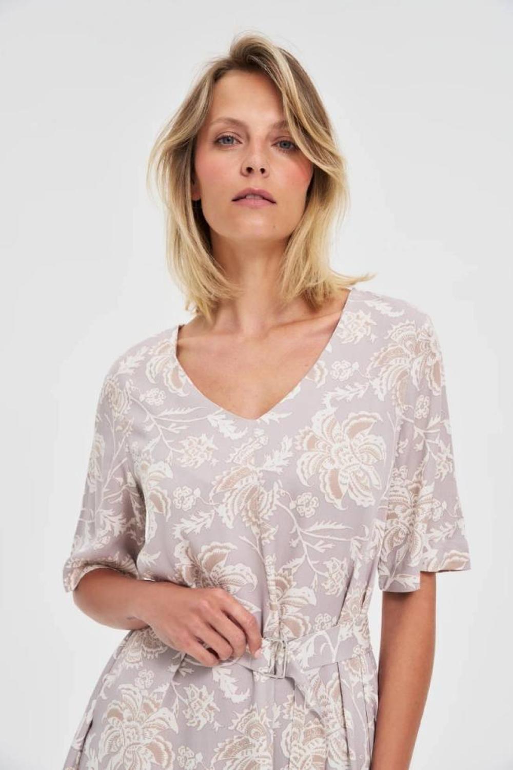 Beige printed summer dress