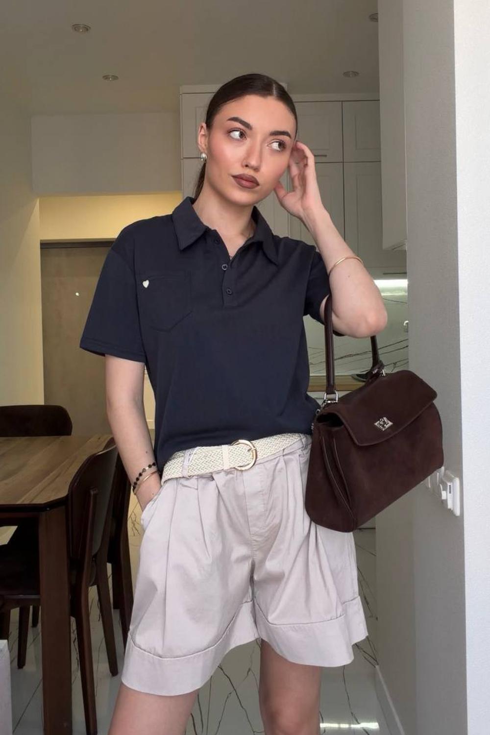 Women's navy polo shirt 67218_navy