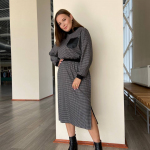 Petro Soroka knitted gray checkered dress