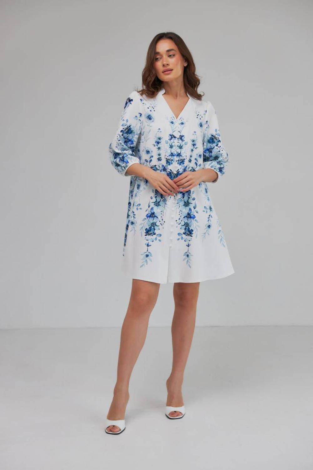 Embroidered dress women's white with red flowers