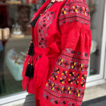 EMBROIDERED GEM women's embroidered linen red