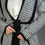 Cardigan black and white with belt Yuka Paris belt