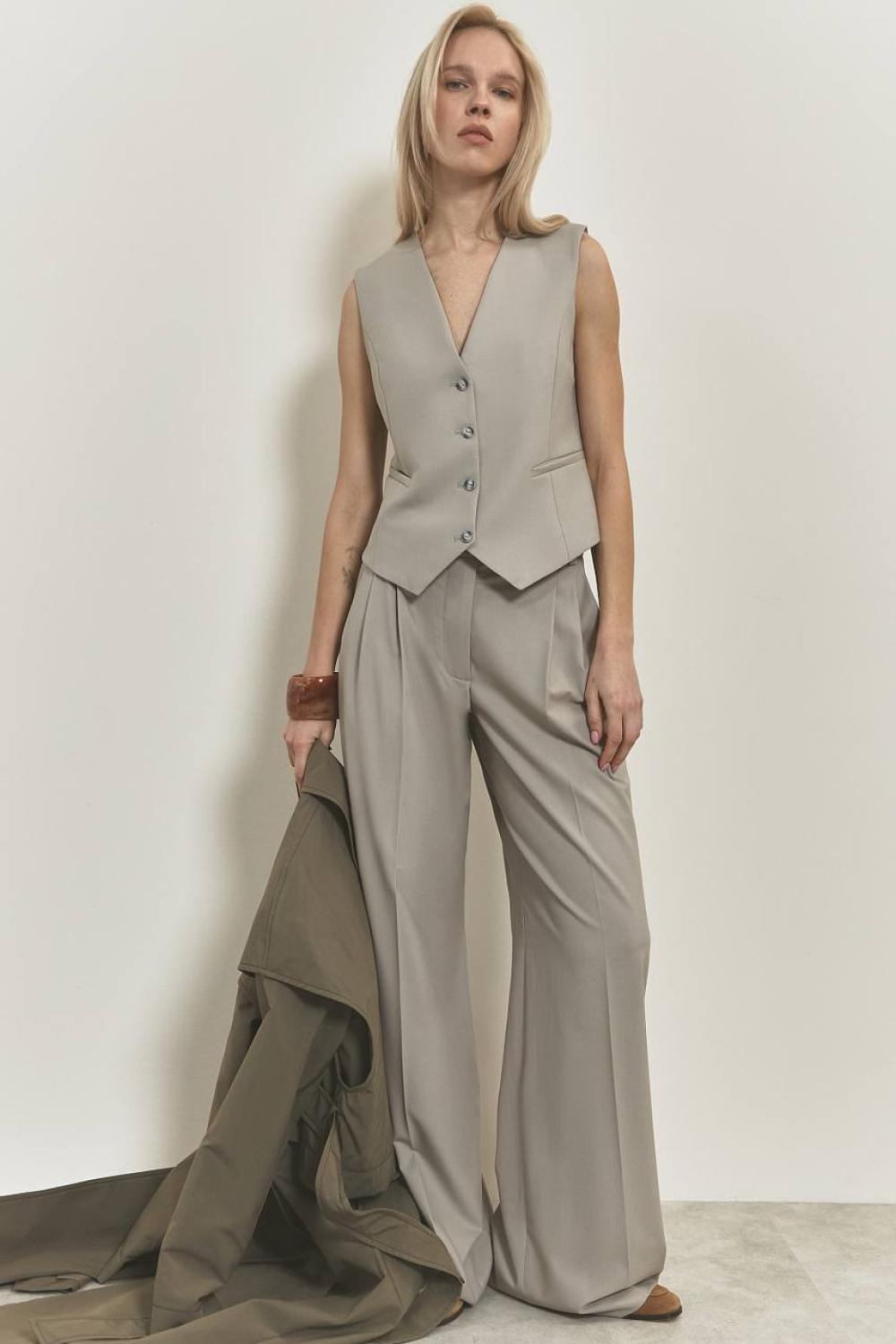Classic gray-olive palazzo pants