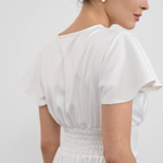White satin midi dress