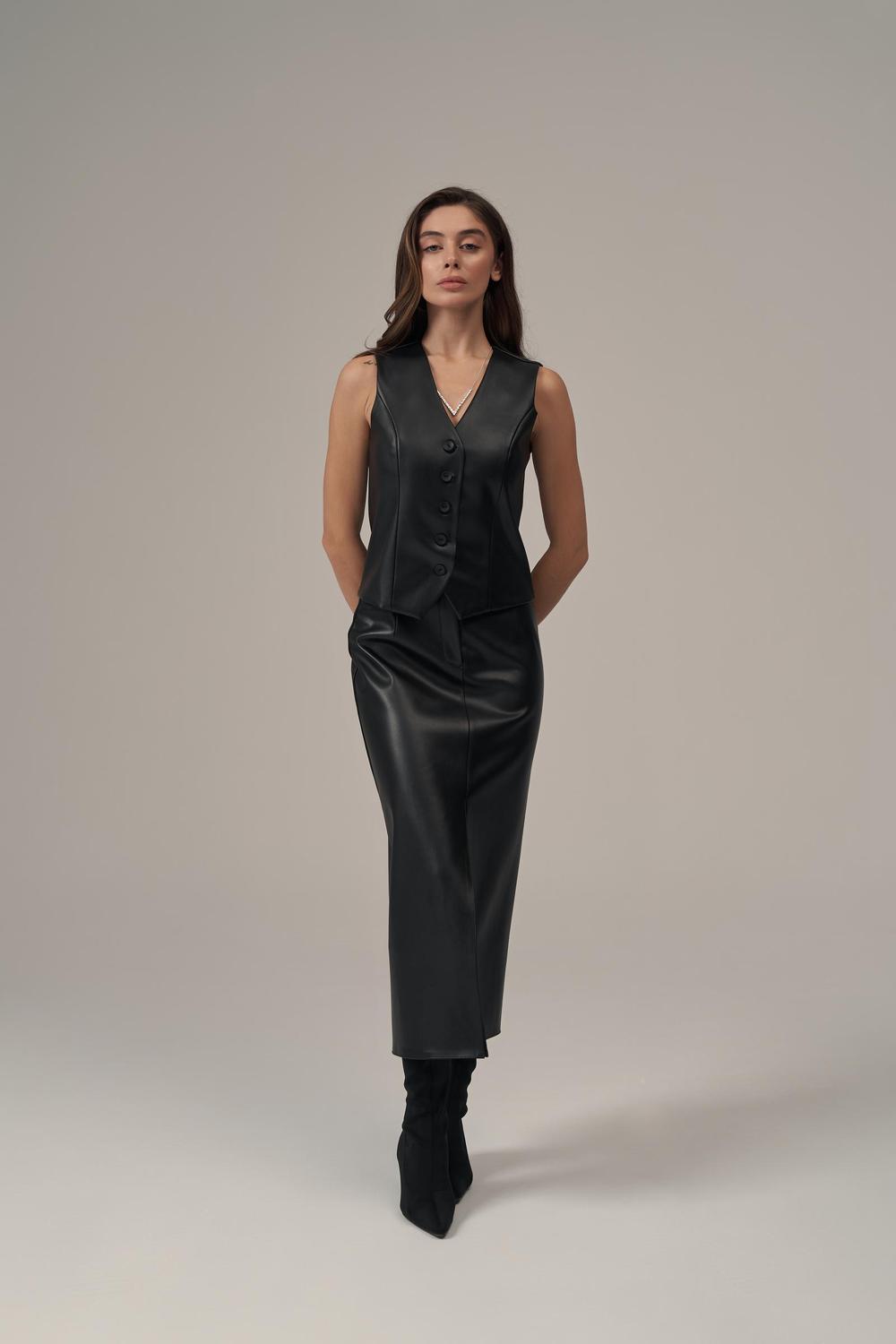 Eco-leather midi skirt on suede 09 ROY
