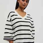 Black and white striped jumper L-BL-4015 Moodo