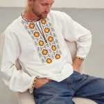 Men's white embroidered shirt Danilo