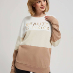 White sweatshirt with a print