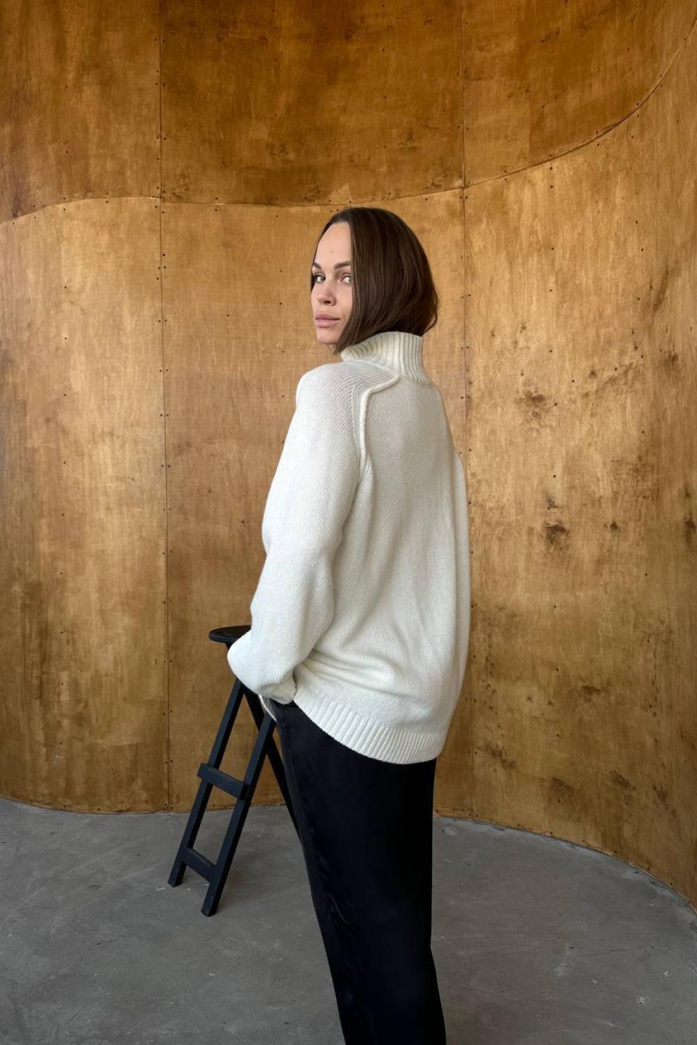 Ecru oversized sweater 100% wool
