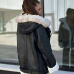 Sheepskin coat in black color