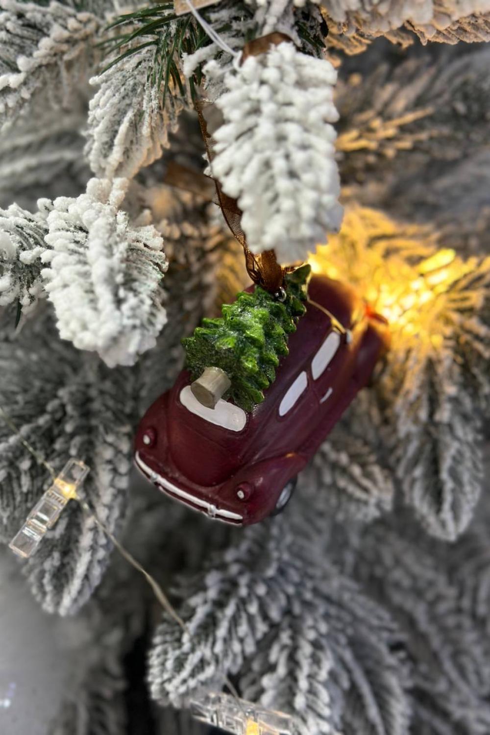 Christmas pendant / Car dark red with LED backlight