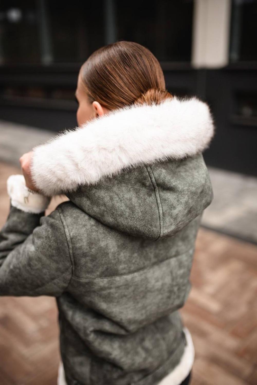 Sheepskin coat in grey color