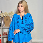 Women's blue embroidered shirt of the author's work
