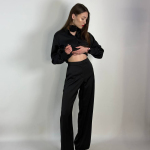 Women's black silk suit, trousers with blous STIMMA