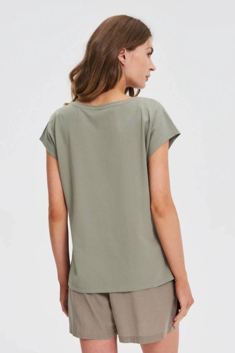 Olive T-shirt with a print
